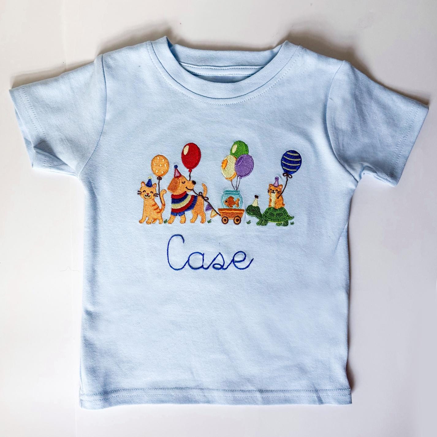 Embroidered Pet Birthday Shirt, Custom Monogram, Animal Party