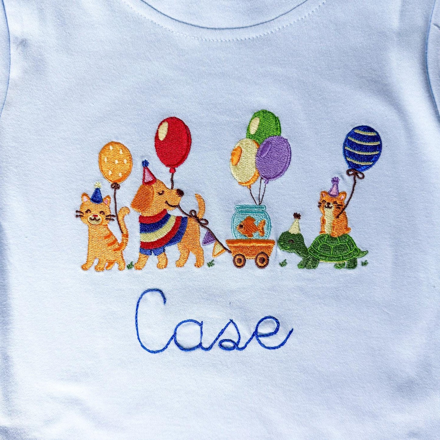 Embroidered Pet Birthday Shirt, Custom Monogram, Animal Party