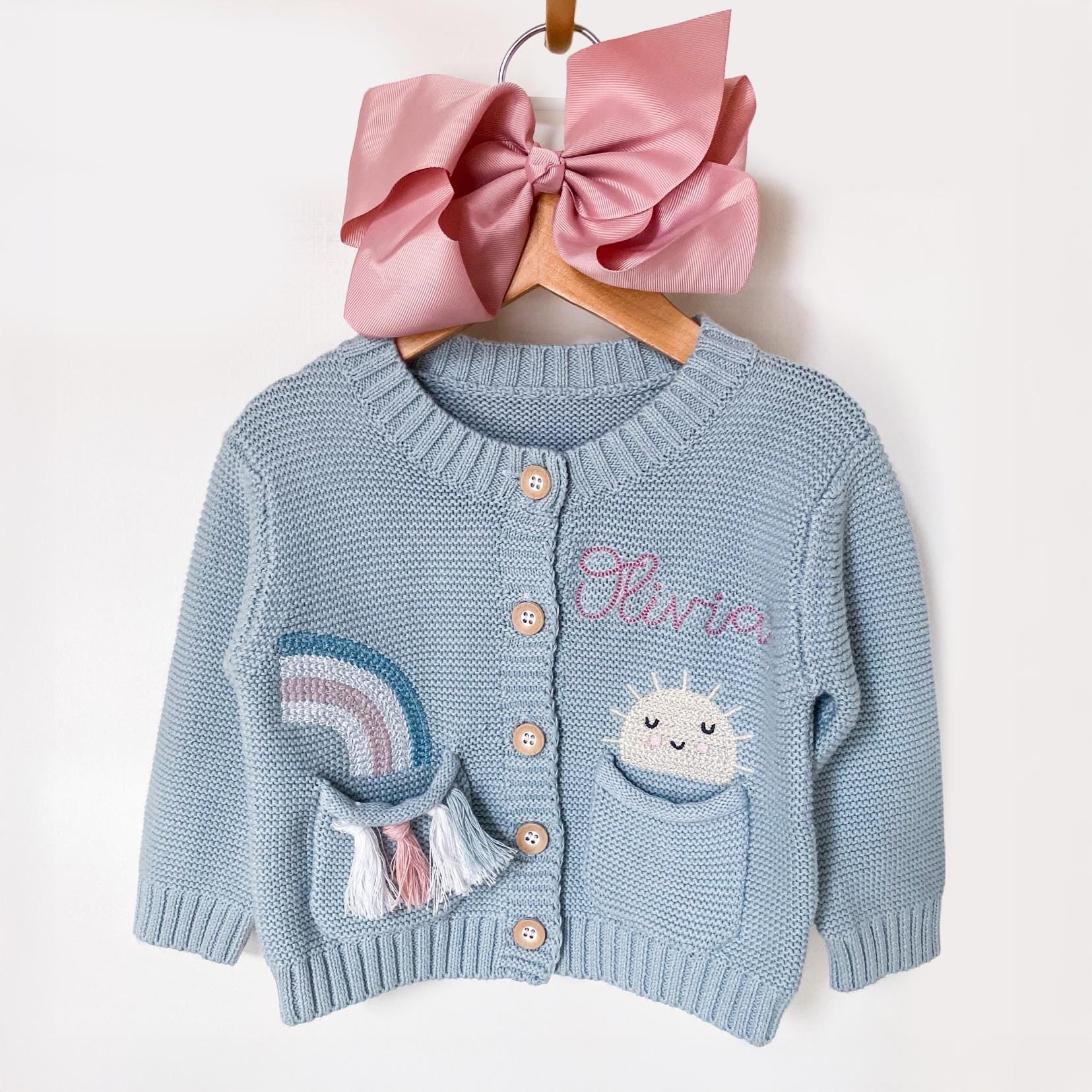 Embroidered Sunshine Rainbow Cardigan: Baby Girl, Toddler Photoshoot