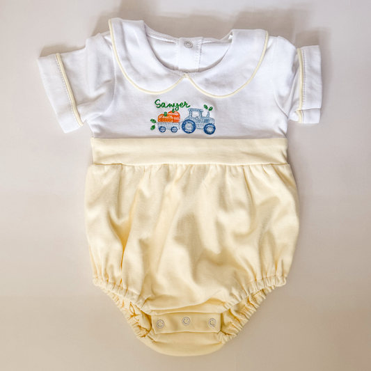 Fall Sibling Collection Baby Boy Pumpkin Bubble - Savannah Creations