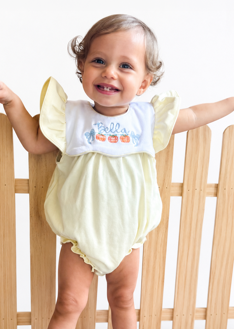 Fall Sibling Collection Baby Girl Pumpkin Bubble - Savannah Creations