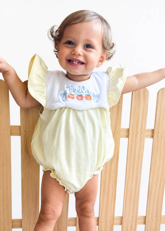 Fall Sibling Collection Baby Girl Pumpkin Bubble - Savannah Creations