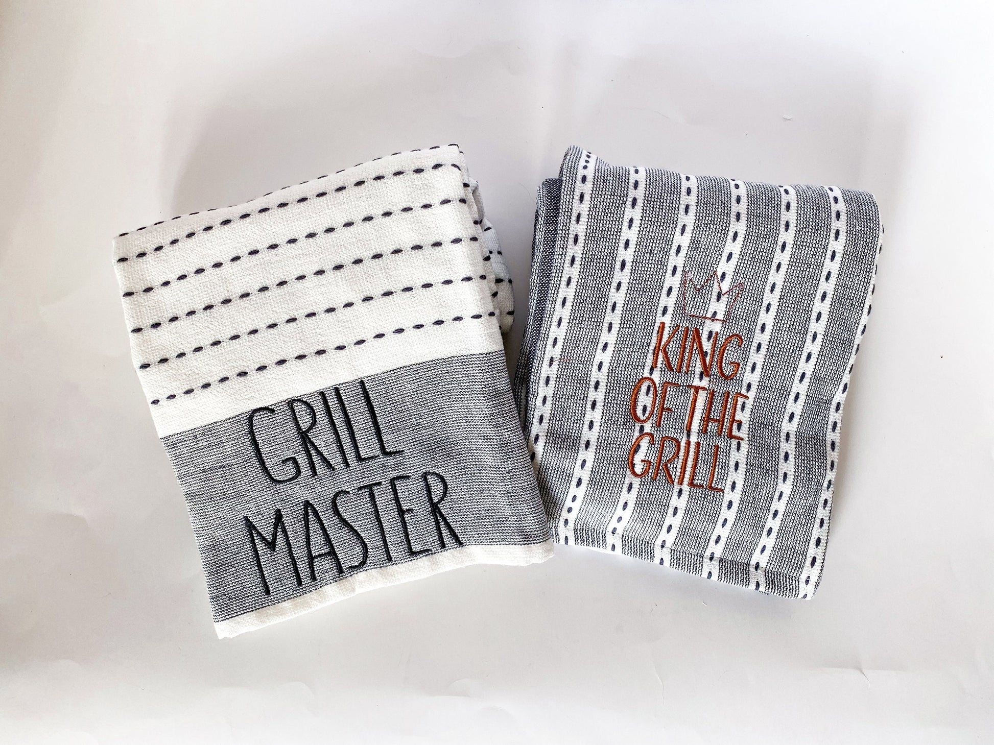 Father's Day Custom Monogrammed BBQ Grilling Apron Gift Set, Matching Towels, Oven Mitt