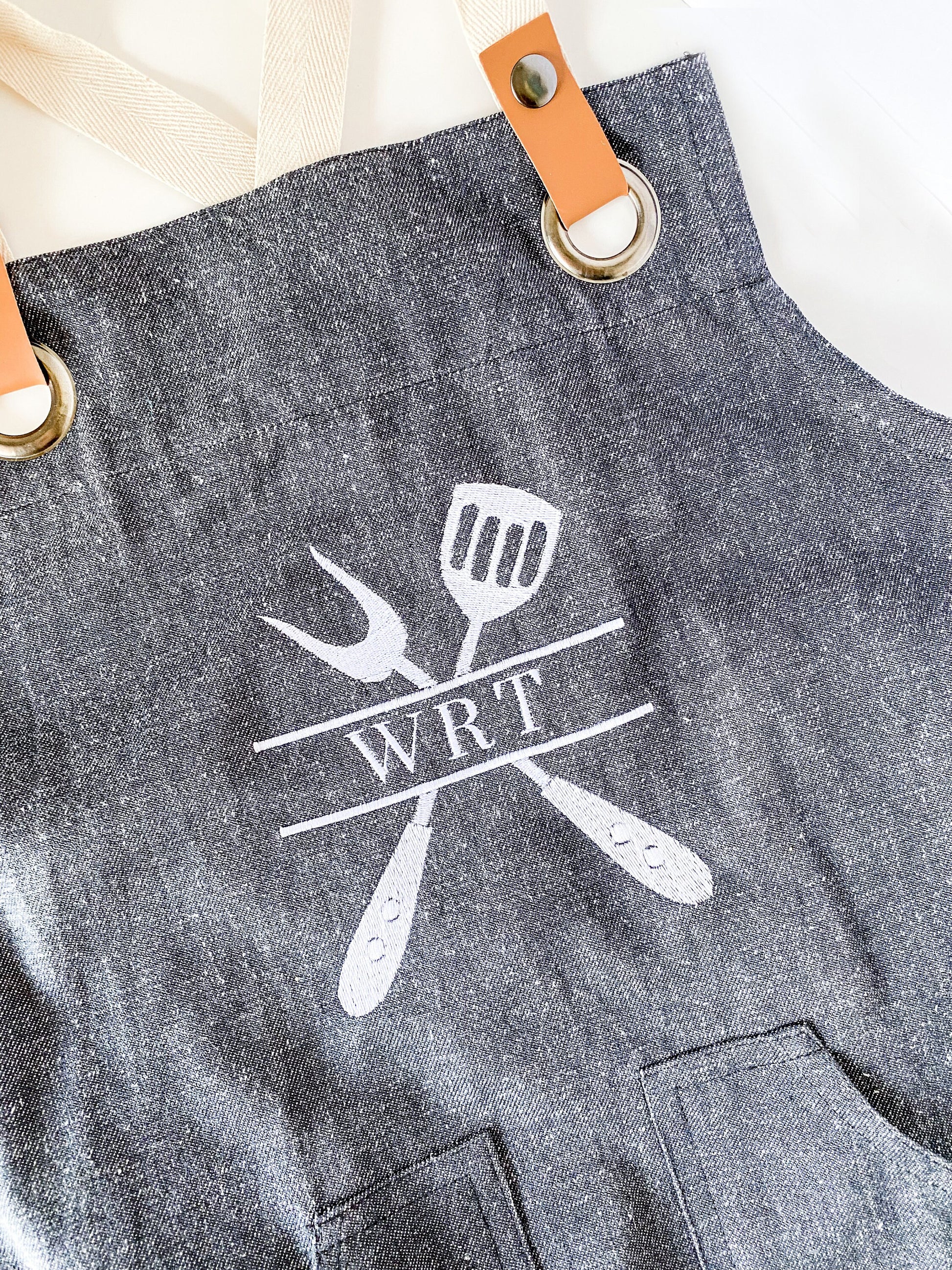 Father's Day Custom Monogrammed BBQ Grilling Apron Gift Set, Matching Towels, Oven Mitt