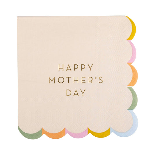 Festive Gold Foil Mother's Day Scalloped Napkin Set - 18 Pack - Savannah Creations