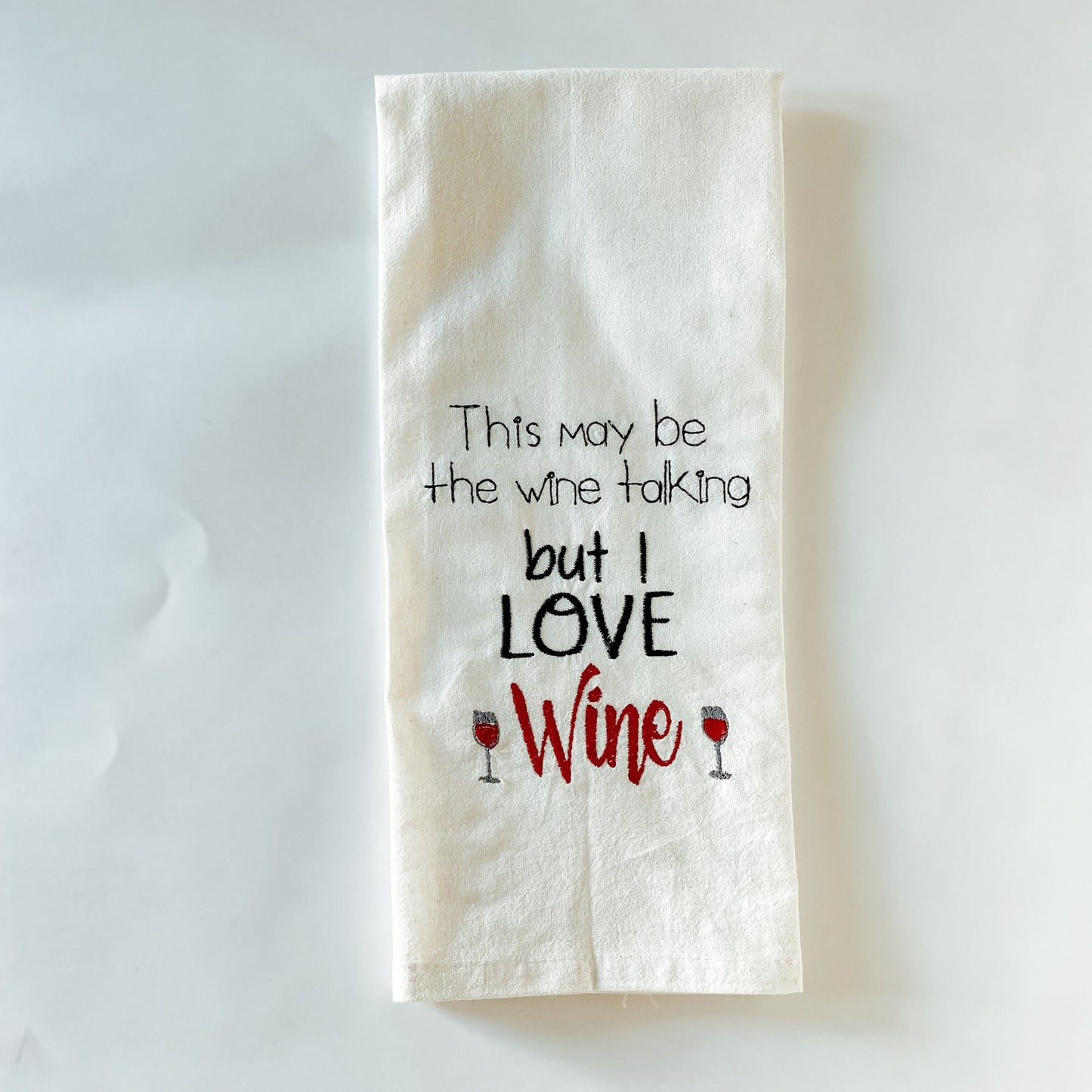 Funny Embroidered Wine Towel, Hostess Gift