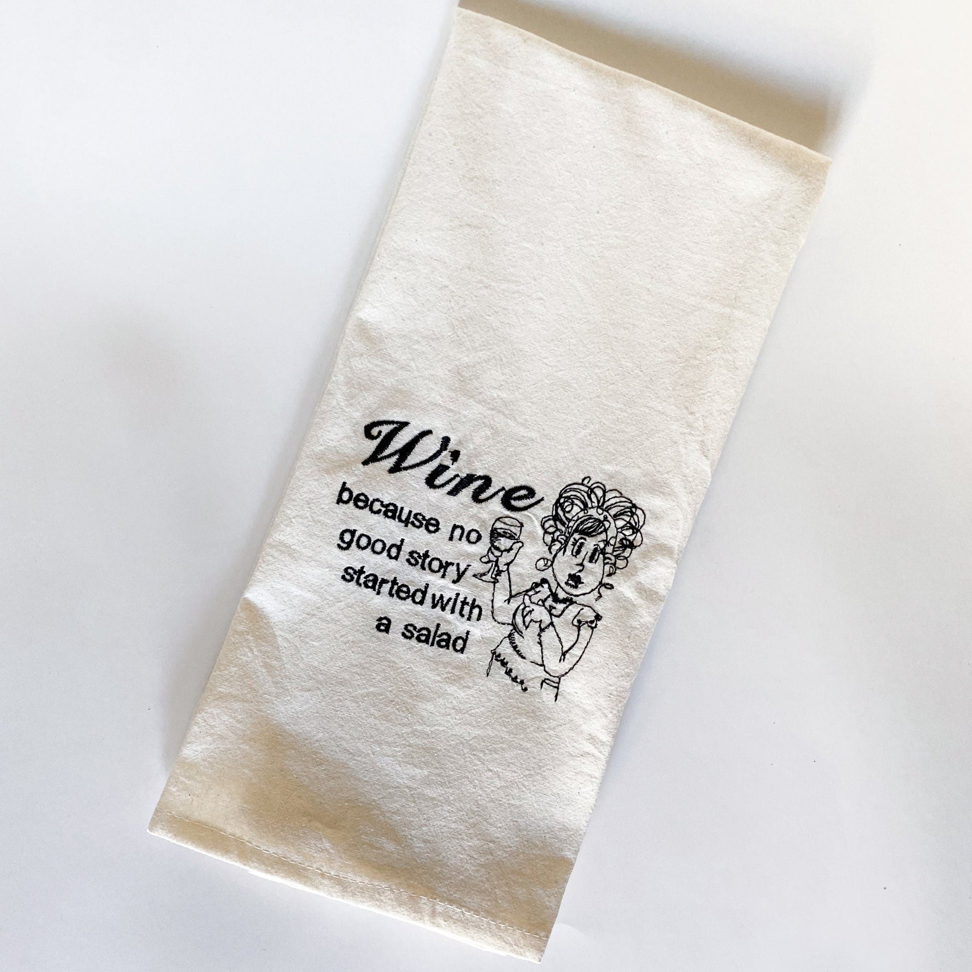 Funny Wine Embroidered Tea Towel, Hostess Gift