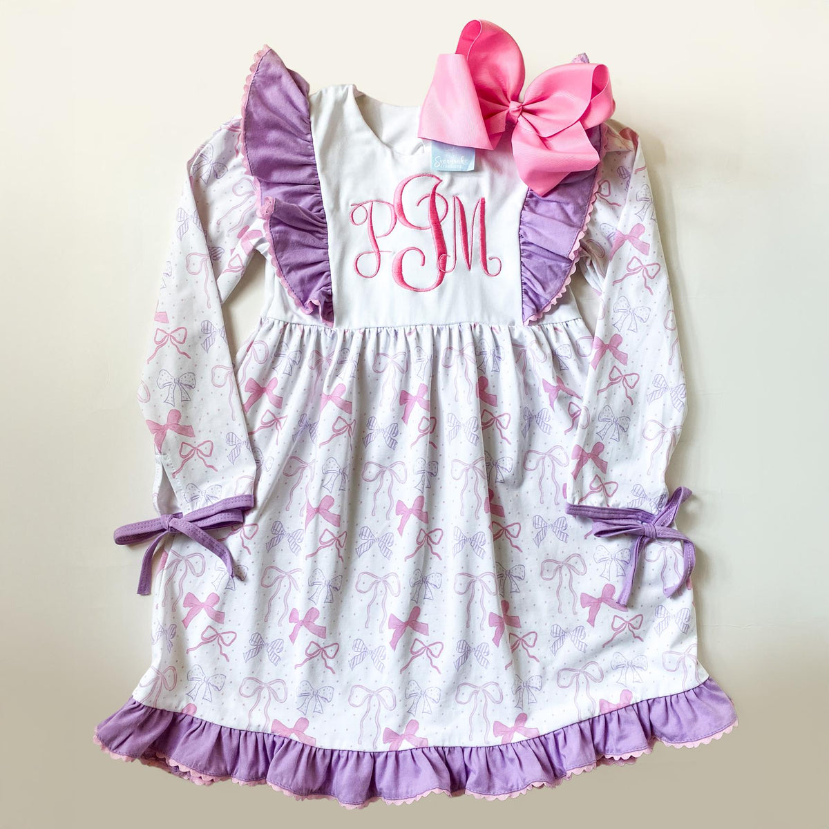 Girl's Embroidered Coquette Bow Dress: Ruffle Outfit, Birthday Gift