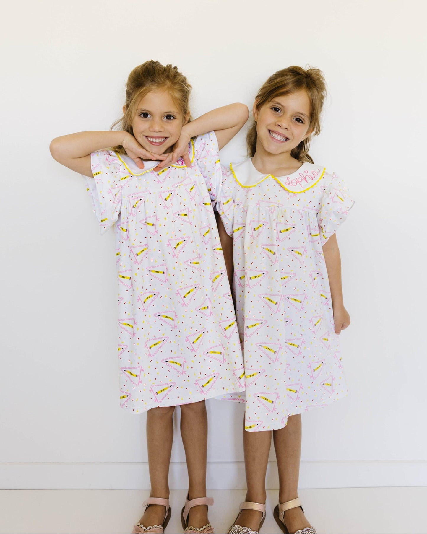 Girl's Monogrammed Back to School Pencil Flag Dress - Savannah Creations