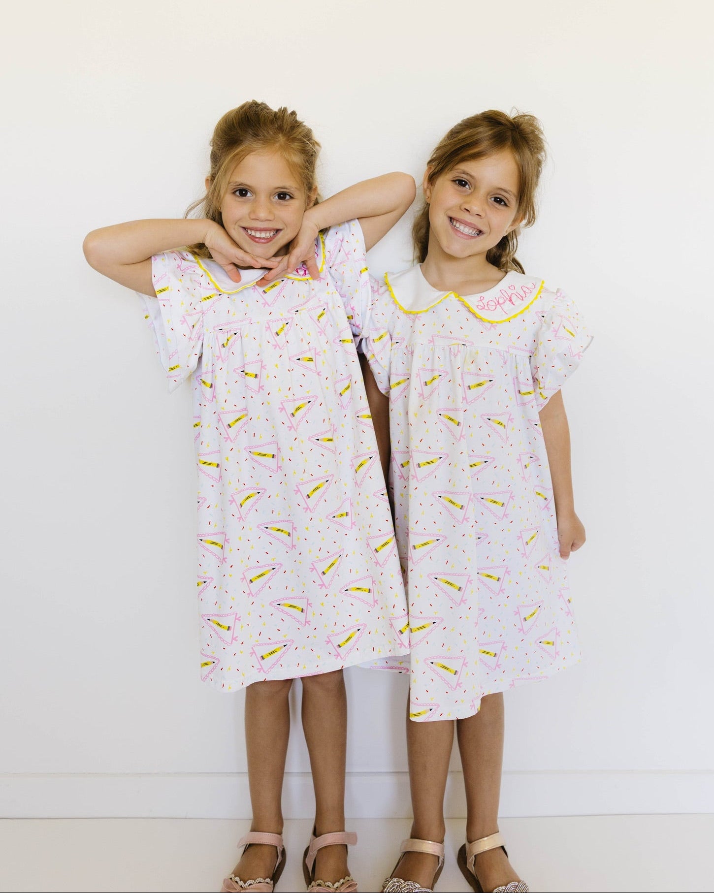 Girl's Monogrammed Back to School Pencil Flag Dress - Savannah Creations