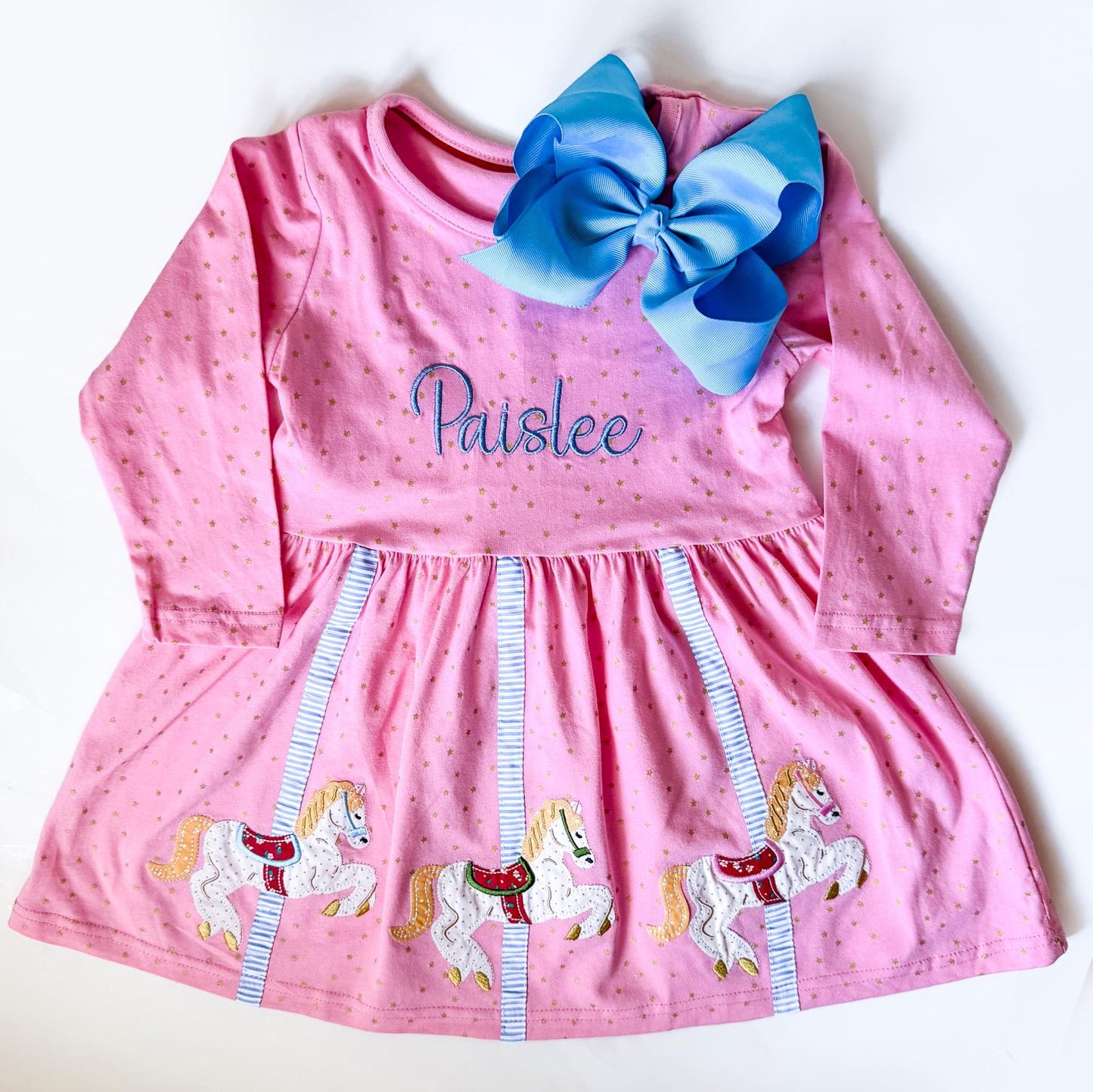 Girl's Monogrammed Carousel Merry-Go-Round Dress