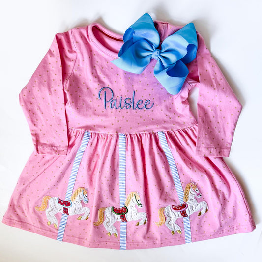 Girl's Monogrammed Carousel Merry-Go-Round Dress