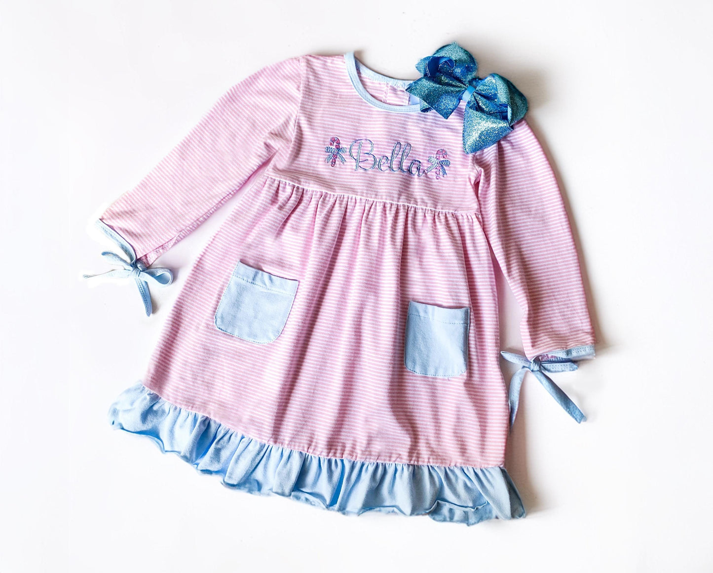 Girl's Monogrammed Christmas Dress Pink - Savannah Creations