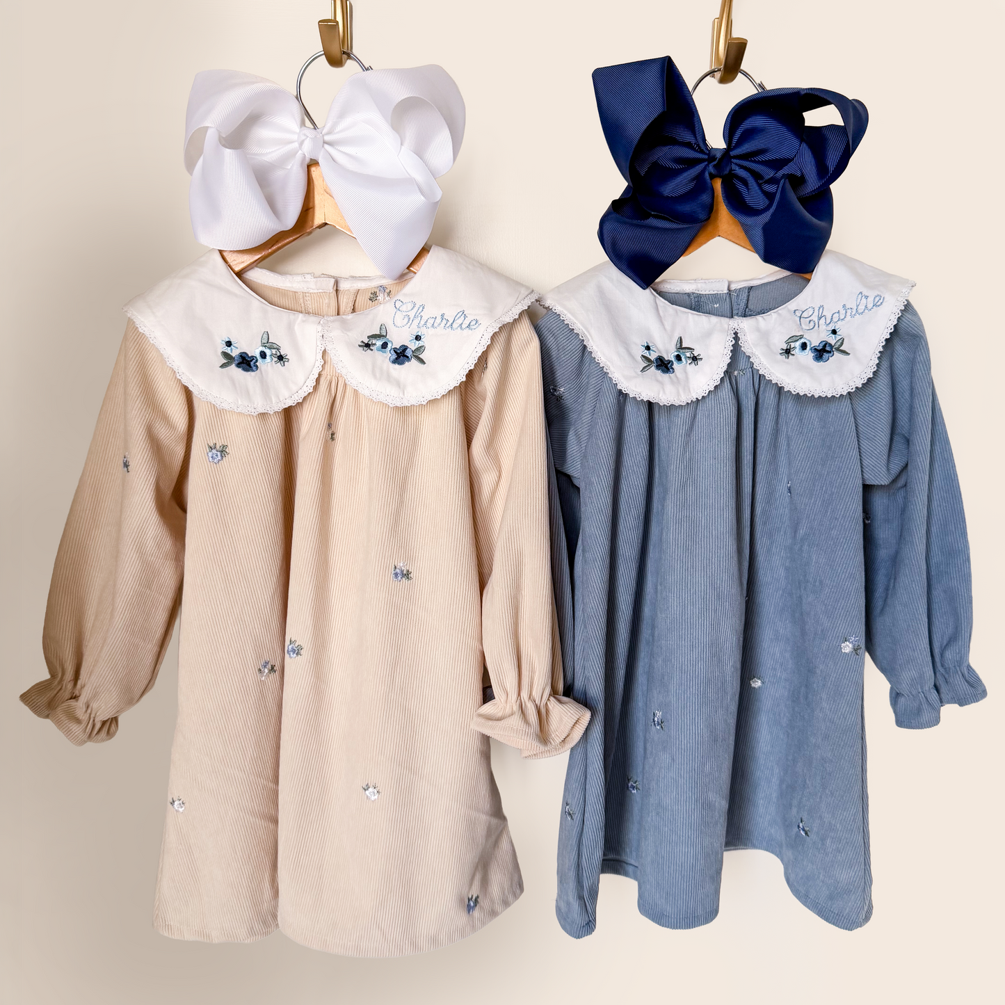 Girl’s Monogrammed Collar Corduroy Dress - Savannah Creations
