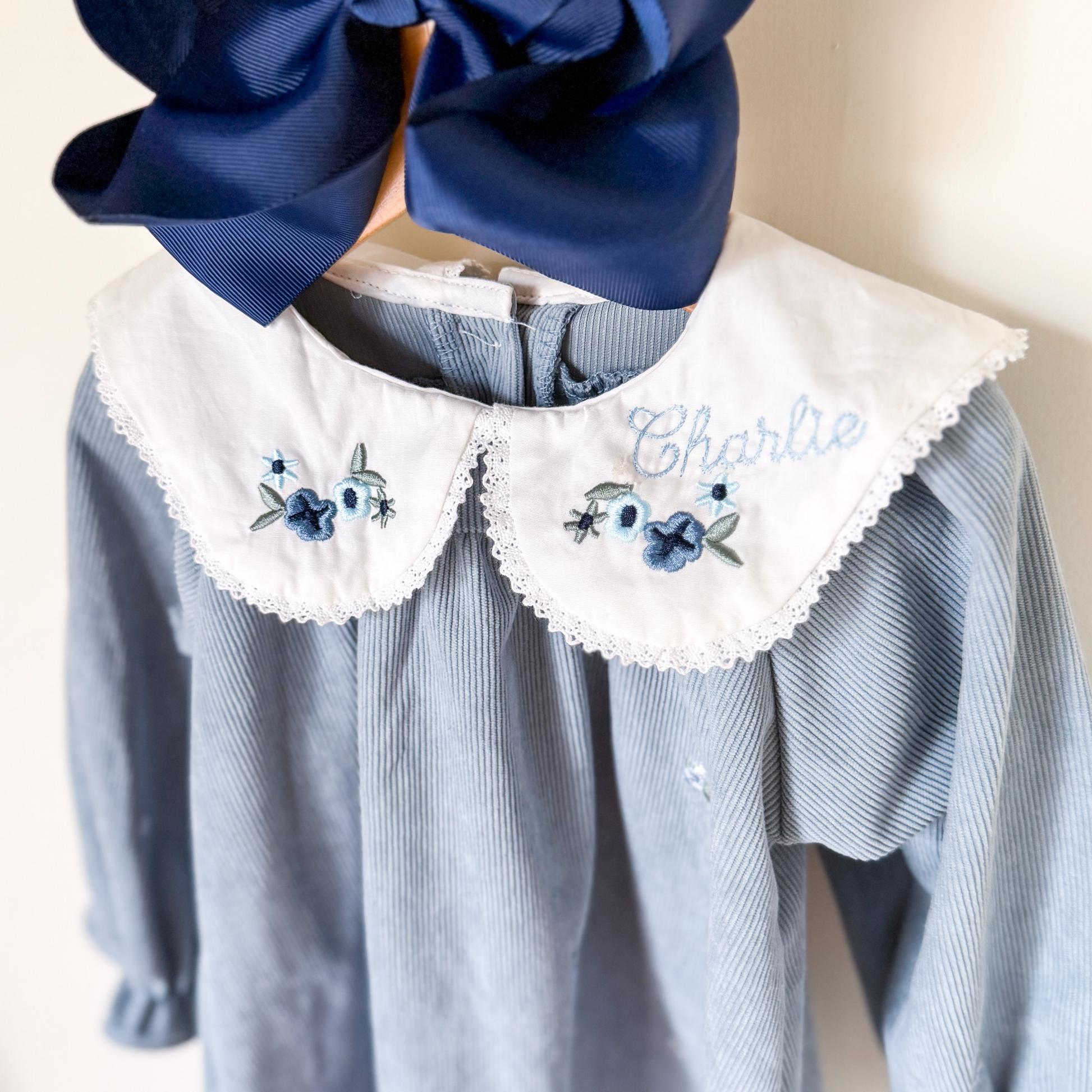 Girl’s Monogrammed Collar Corduroy Dress - Savannah Creations