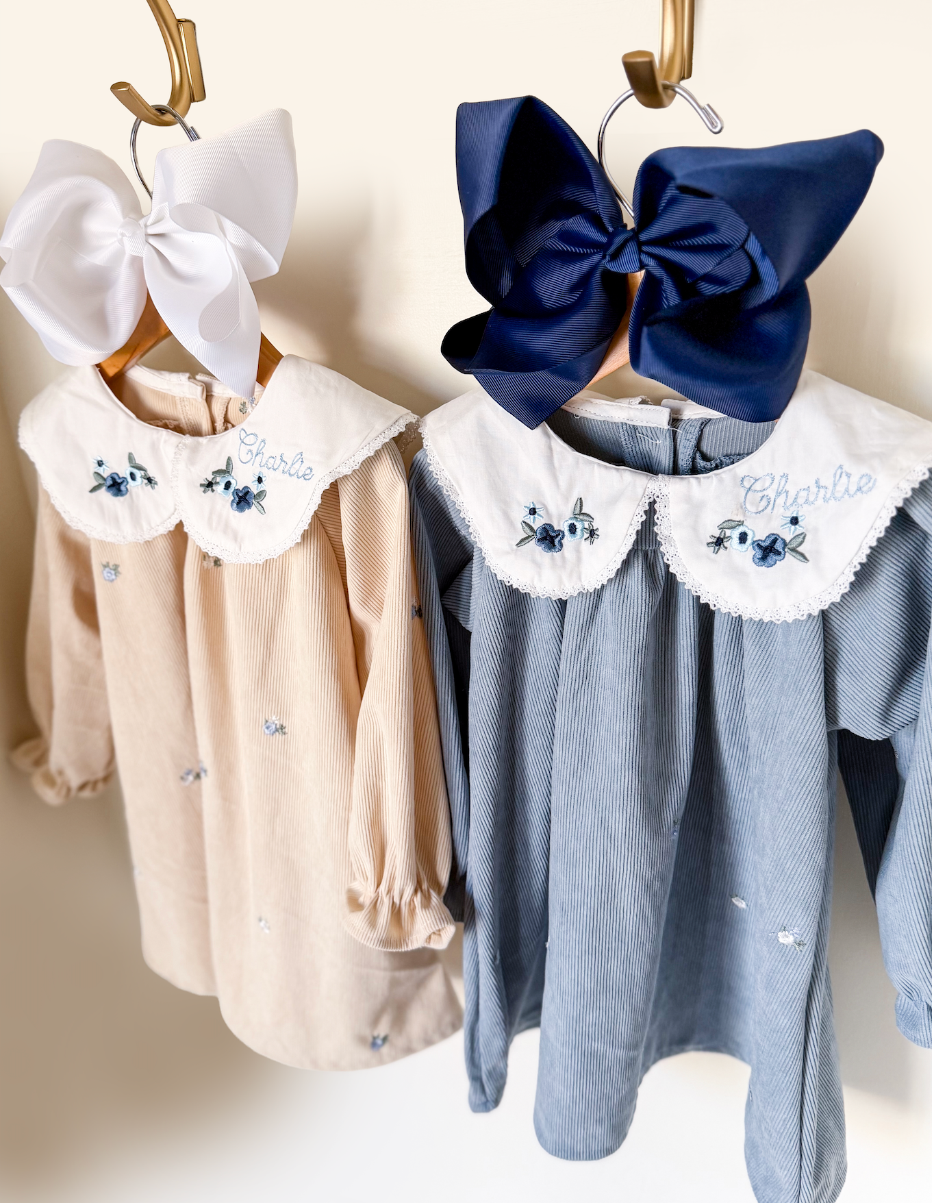 Girl’s Monogrammed Collar Corduroy Dress - Savannah Creations