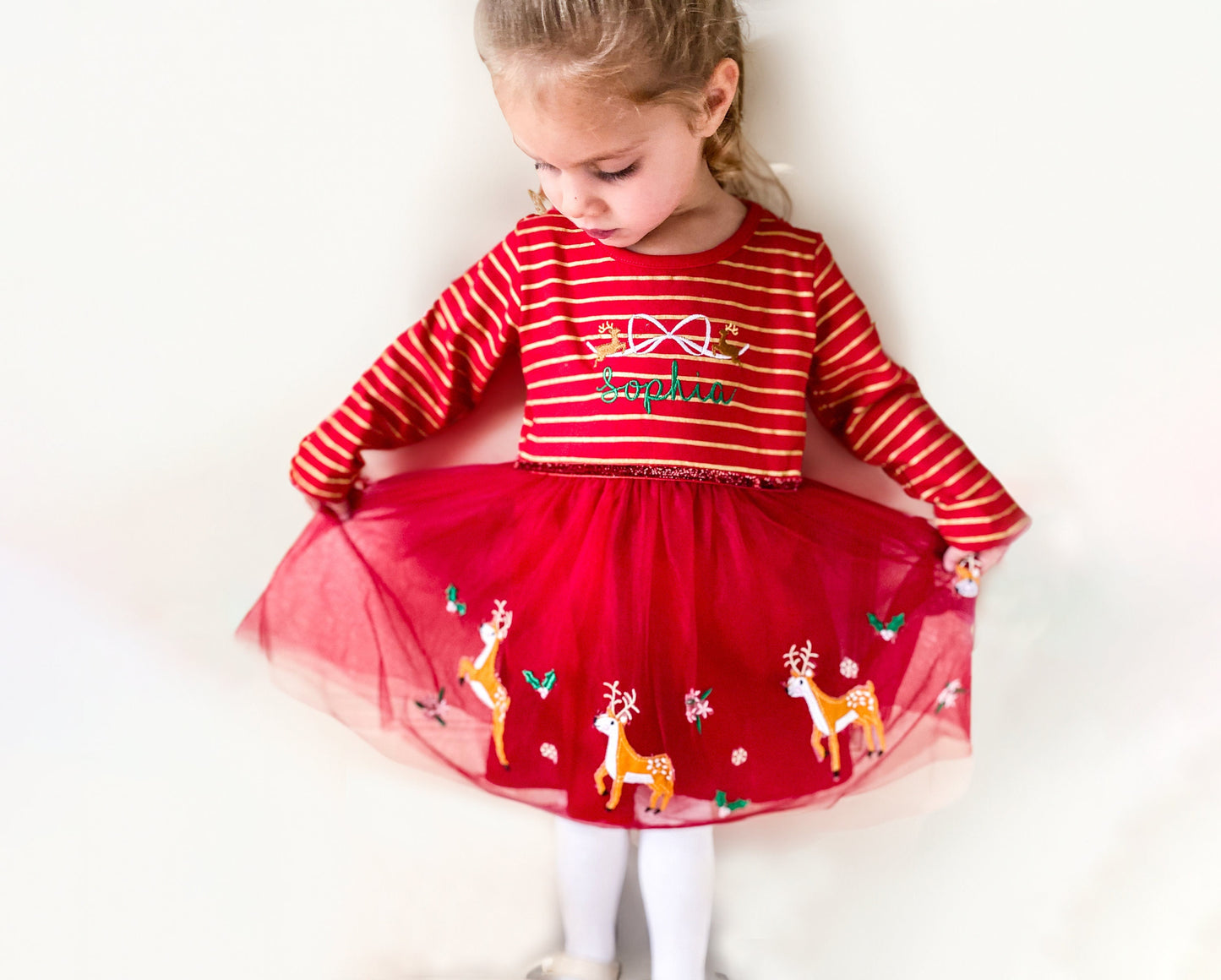 Girl's Monogrammed Santa Tutu Dress - Savannah Creations
