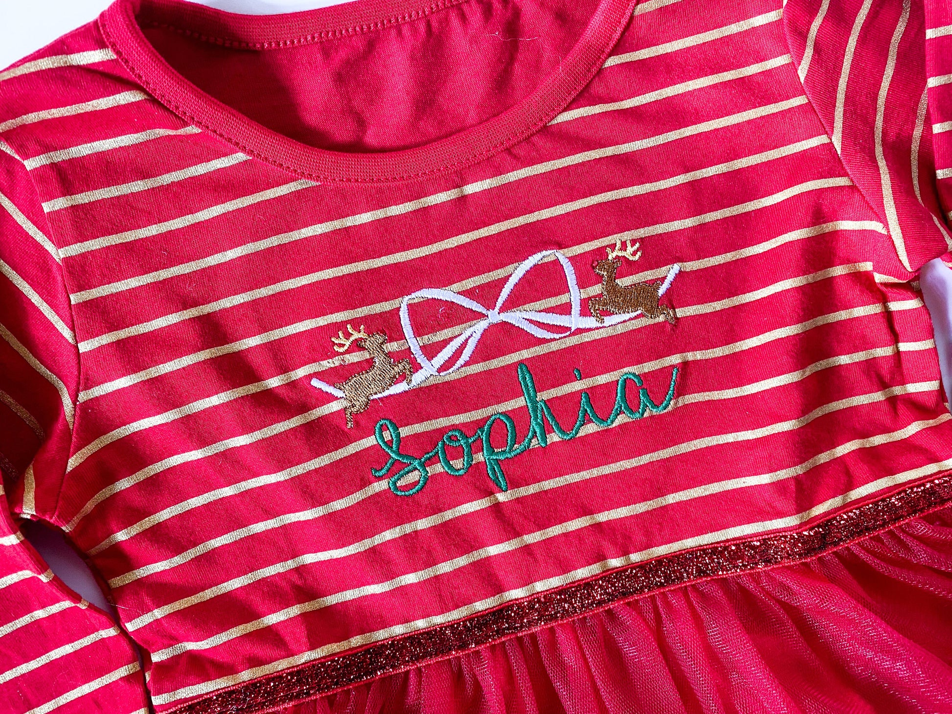Girl's Monogrammed Santa Tutu Dress - Savannah Creations
