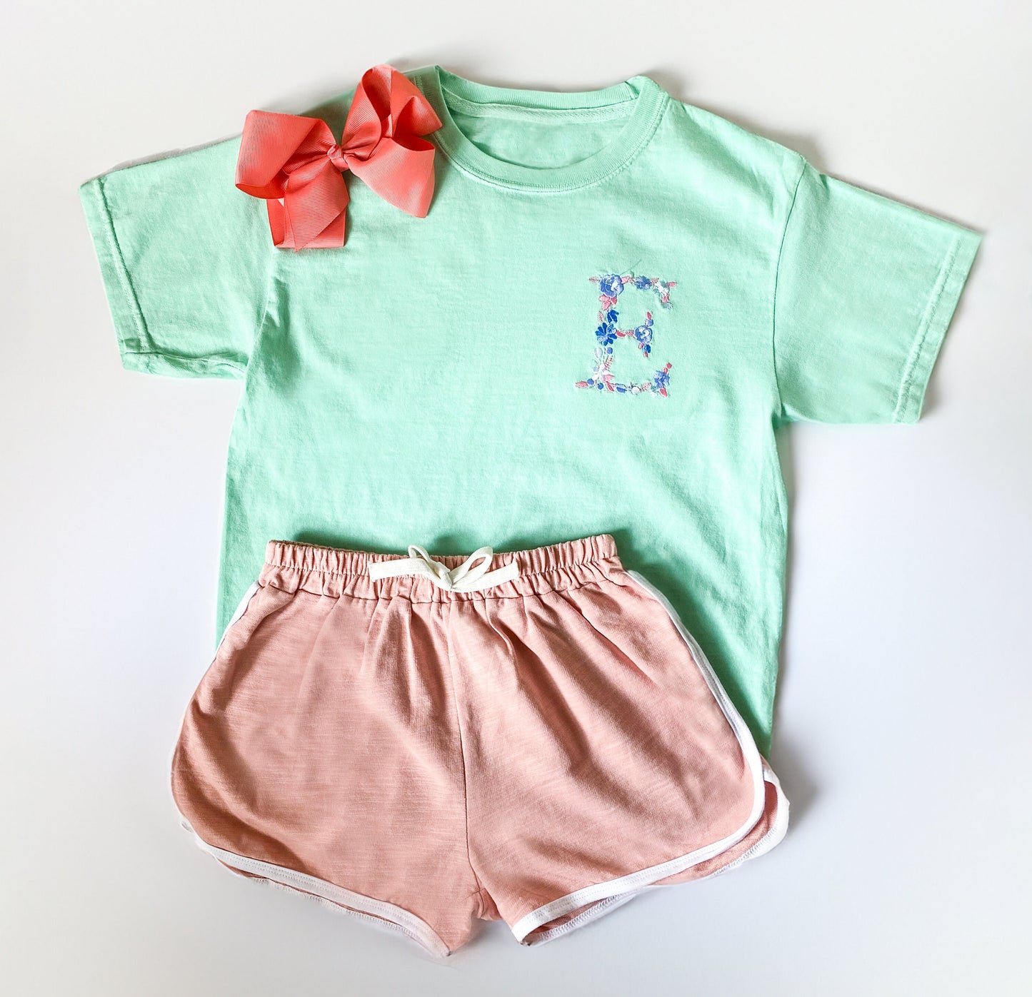 Girl's Personalized Summer Outfit: Embroidered Shirt & Shorts Set - Savannah Creations