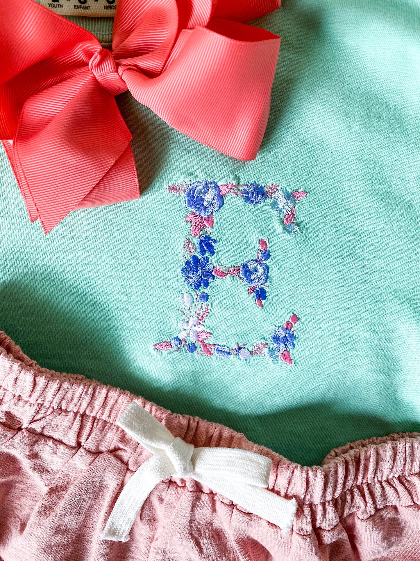 Girl's Personalized Summer Outfit: Embroidered Shirt & Shorts Set - Savannah Creations
