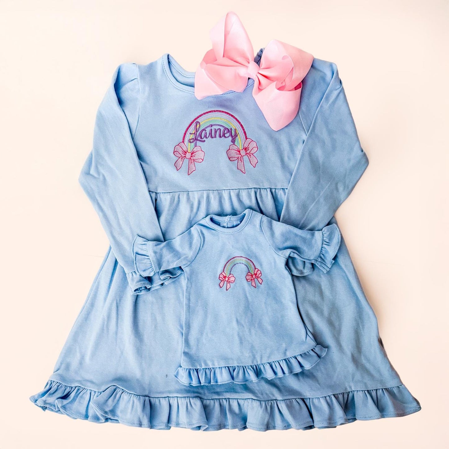 Girl and Doll Monogrammed Custom Matching Dress, Birthday Gift