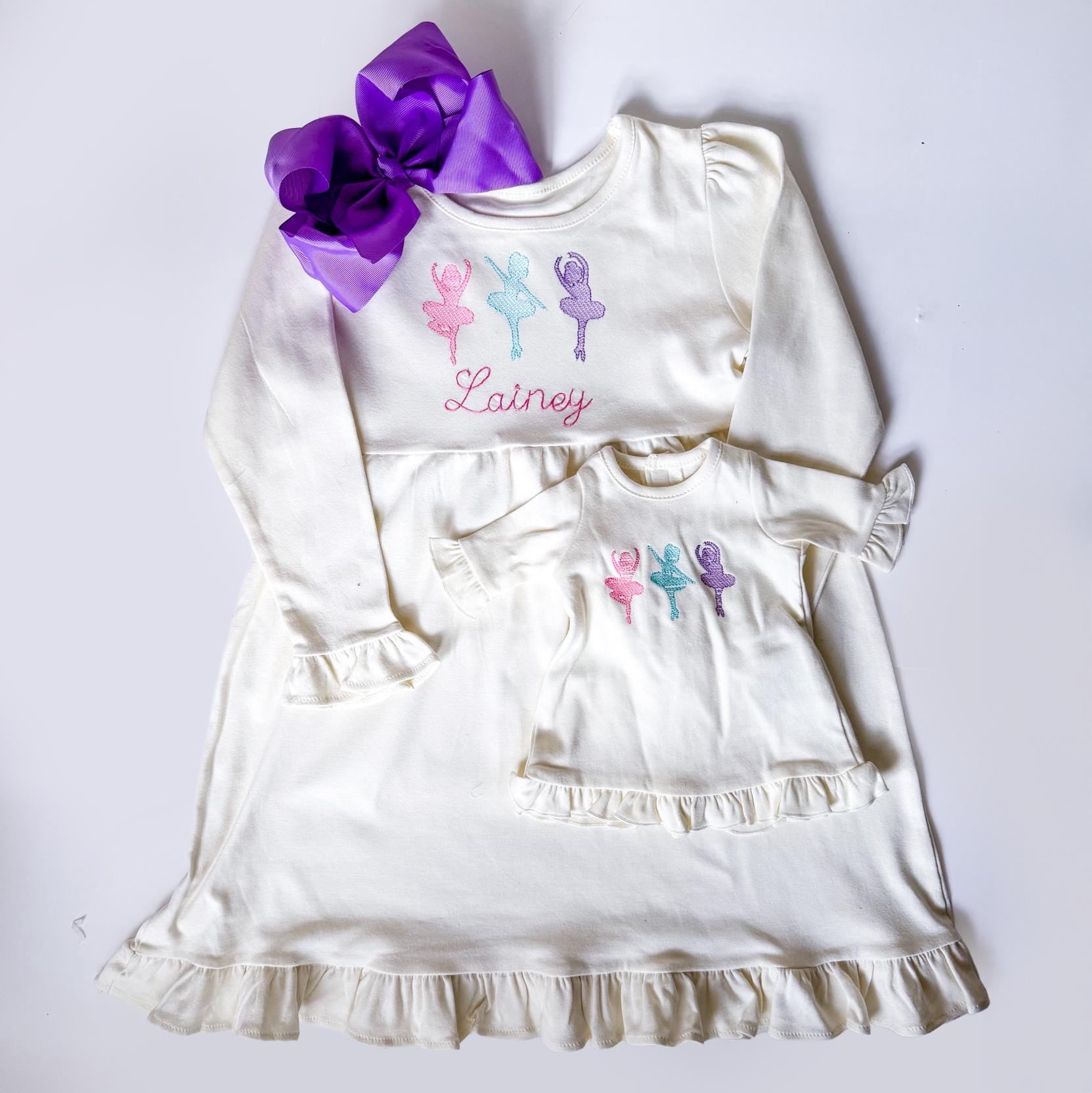 Girl and Doll Monogrammed Custom Matching Dress, Birthday Gift