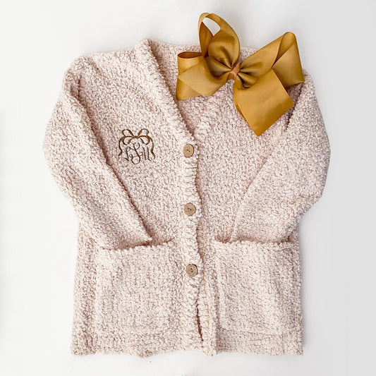 Girl's Cozy Monogrammed Customized Cardigan, Birthday Gift, Fall Photos Christmas Photos, Family Outfits Matching