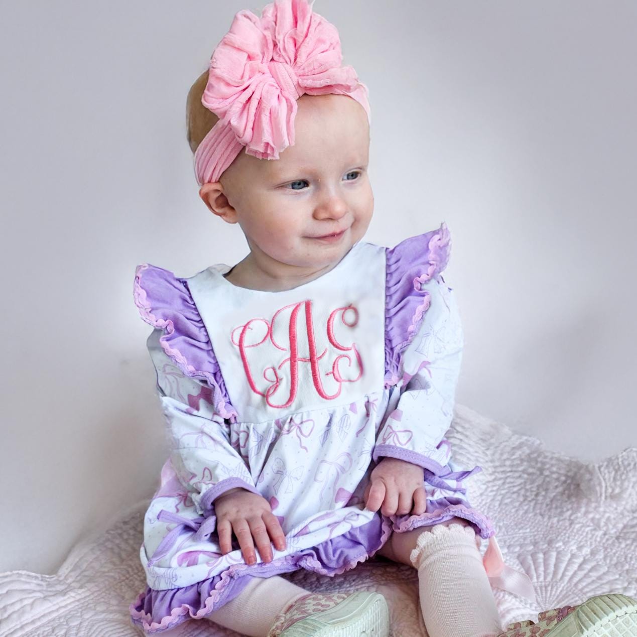 Girl's Embroidered Coquette Bow Dress: Ruffle Outfit, Birthday Gift