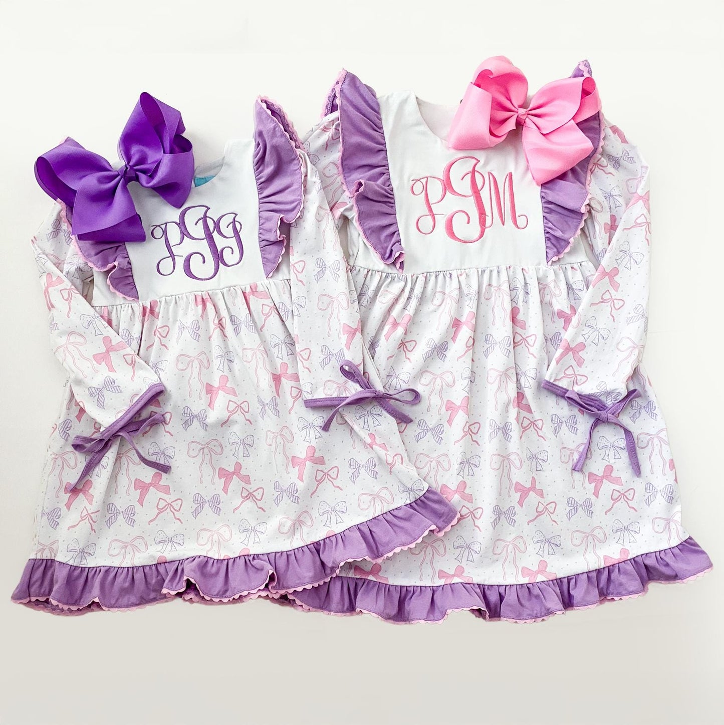 Girl's Embroidered Coquette Bow Dress: Ruffle Outfit, Birthday Gift