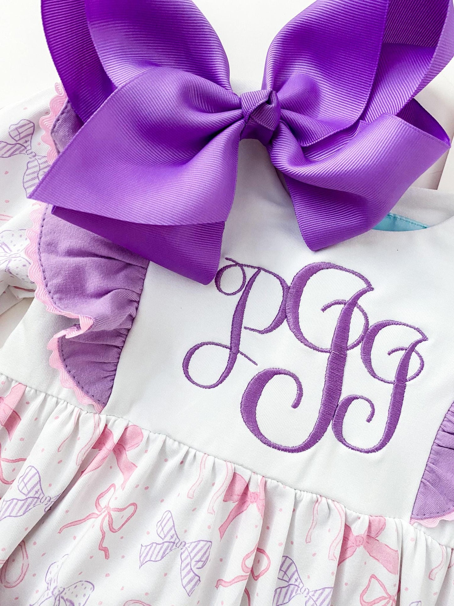 Girl's Embroidered Coquette Bow Dress: Ruffle Outfit, Birthday Gift