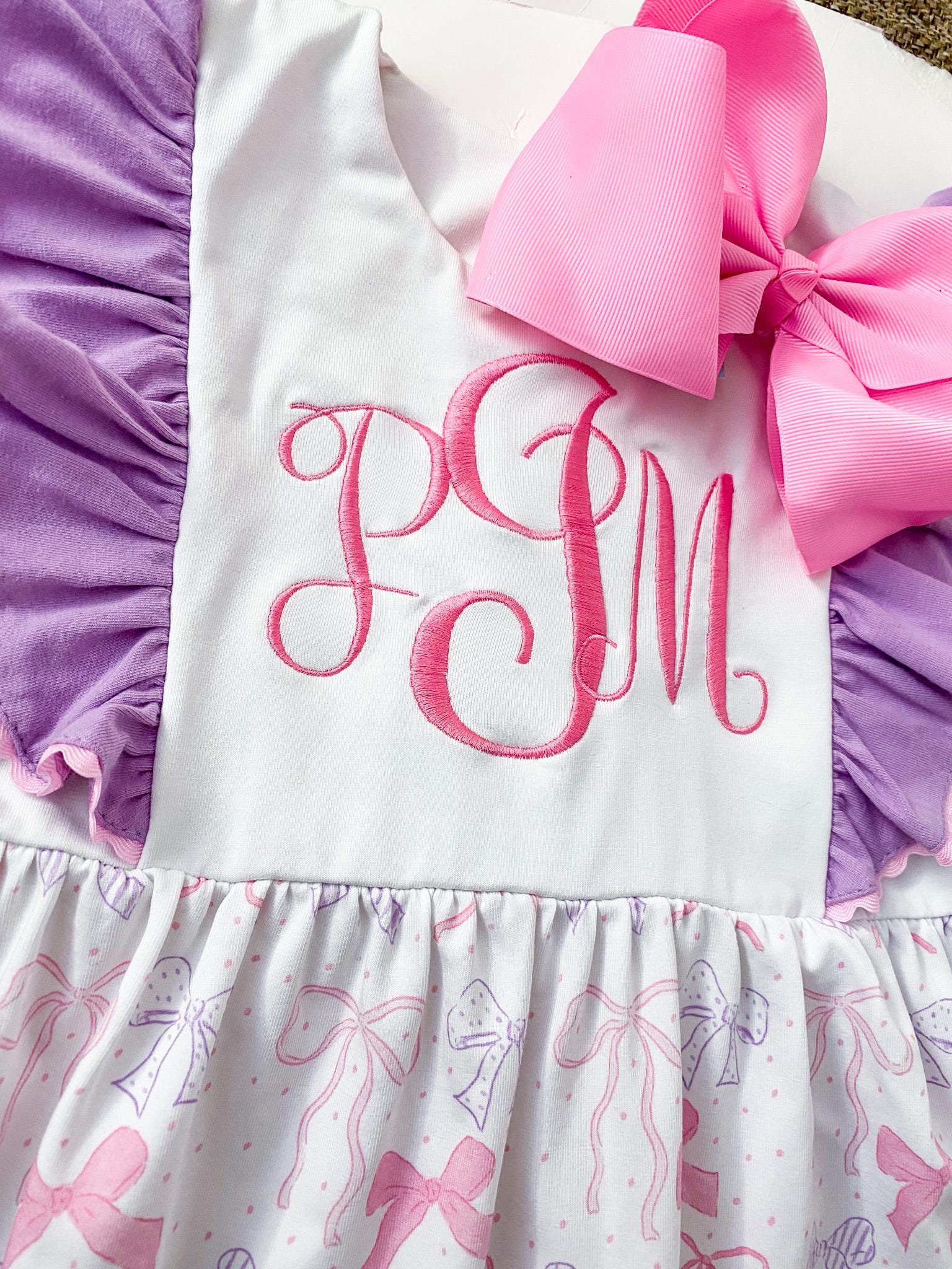 Girl's Embroidered Coquette Bow Dress: Ruffle Outfit, Birthday Gift