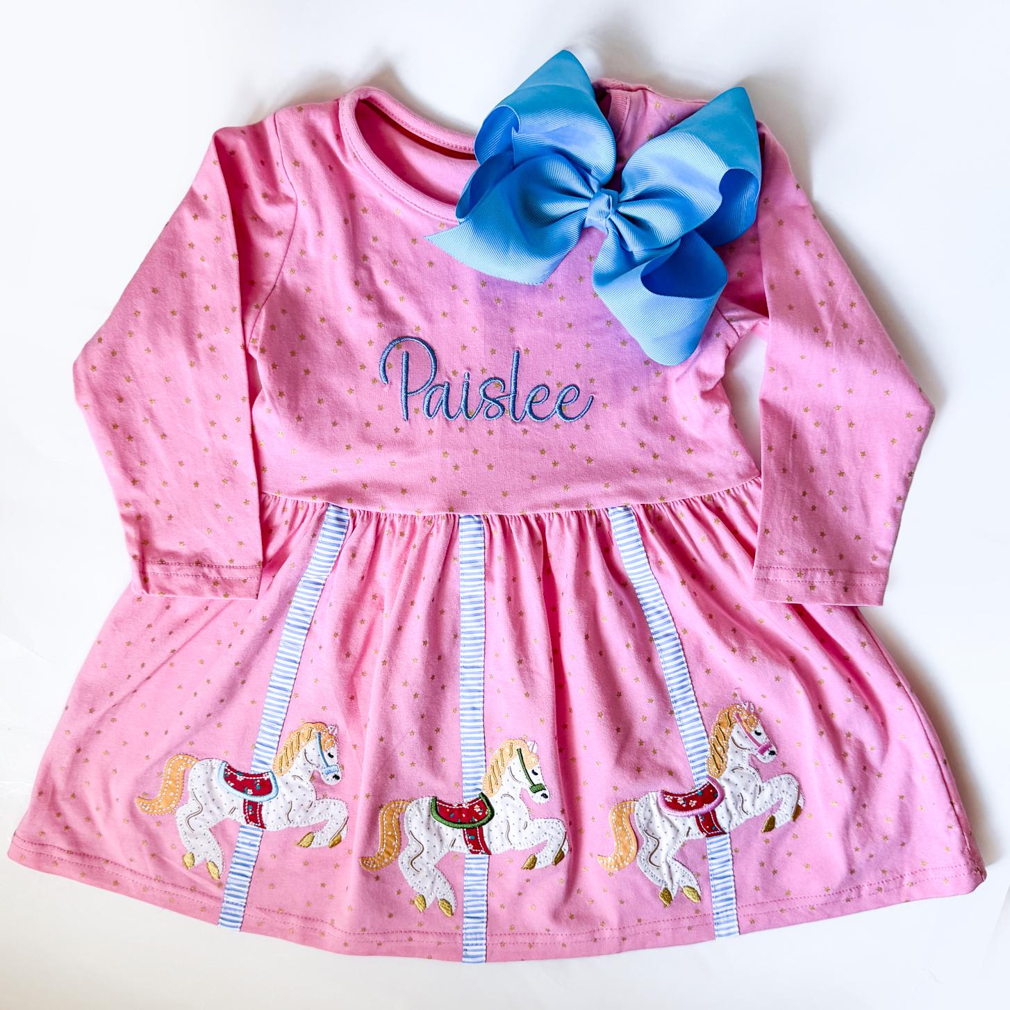 Girl's Monogrammed Carousel Merry-Go-Round Dress