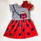 Girl's Monogrammed Ladybug Dress: Embroidered Summer Outfit