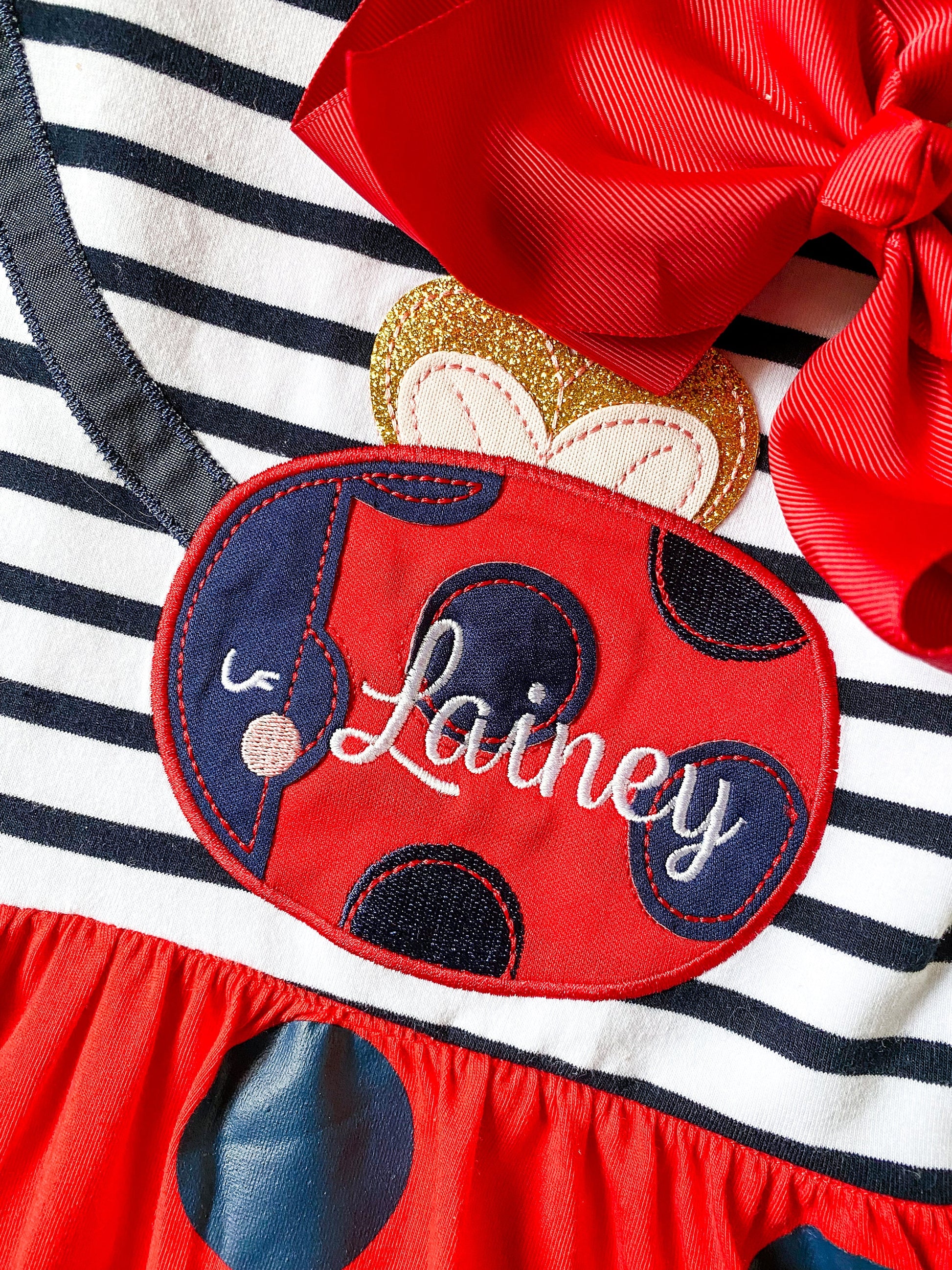 Girl's Monogrammed Ladybug Dress: Embroidered Summer Outfit