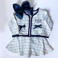 Girl's Monogrammed Tweed Dress and Jacket Baby, Toddler Outfit Set with Bow Pockets