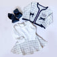 Girl's Monogrammed Tweed Dress and Jacket Baby, Toddler Outfit Set with Bow Pockets