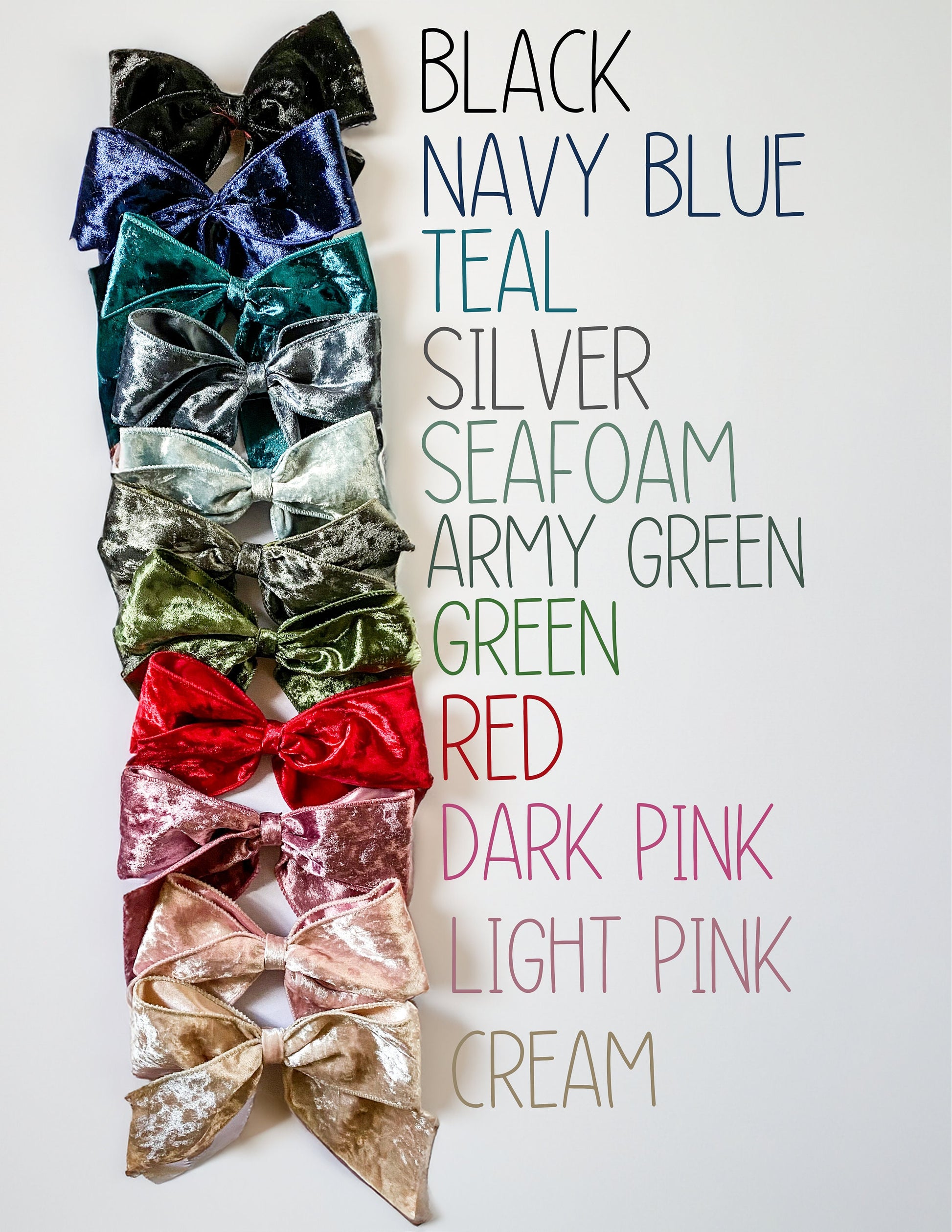 Girl's Monogrammed Velvet Hair Bow: Christmas Bow, Multiple Colors