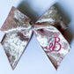 Girl's Monogrammed Velvet Hair Bow: Christmas Bow, Multiple Colors