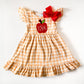 Monogrammed Girls Back to School Dress with Bow: Embroidered Apple Outfit