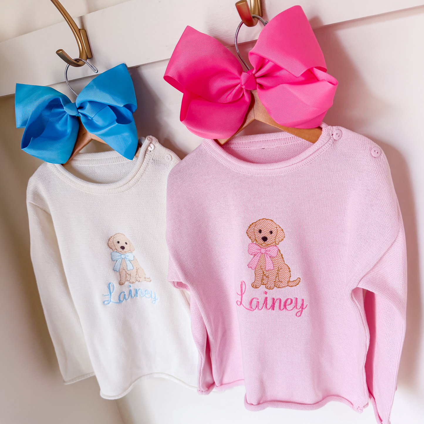 Girls Dog Embroidered Rollneck Sweater - Savannah Creations