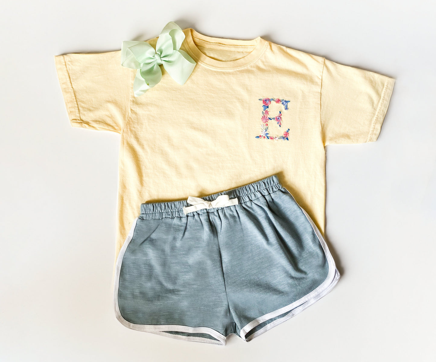 Girls' Embroidered Monogram Shirt & Shorts Set: Summer Outfit