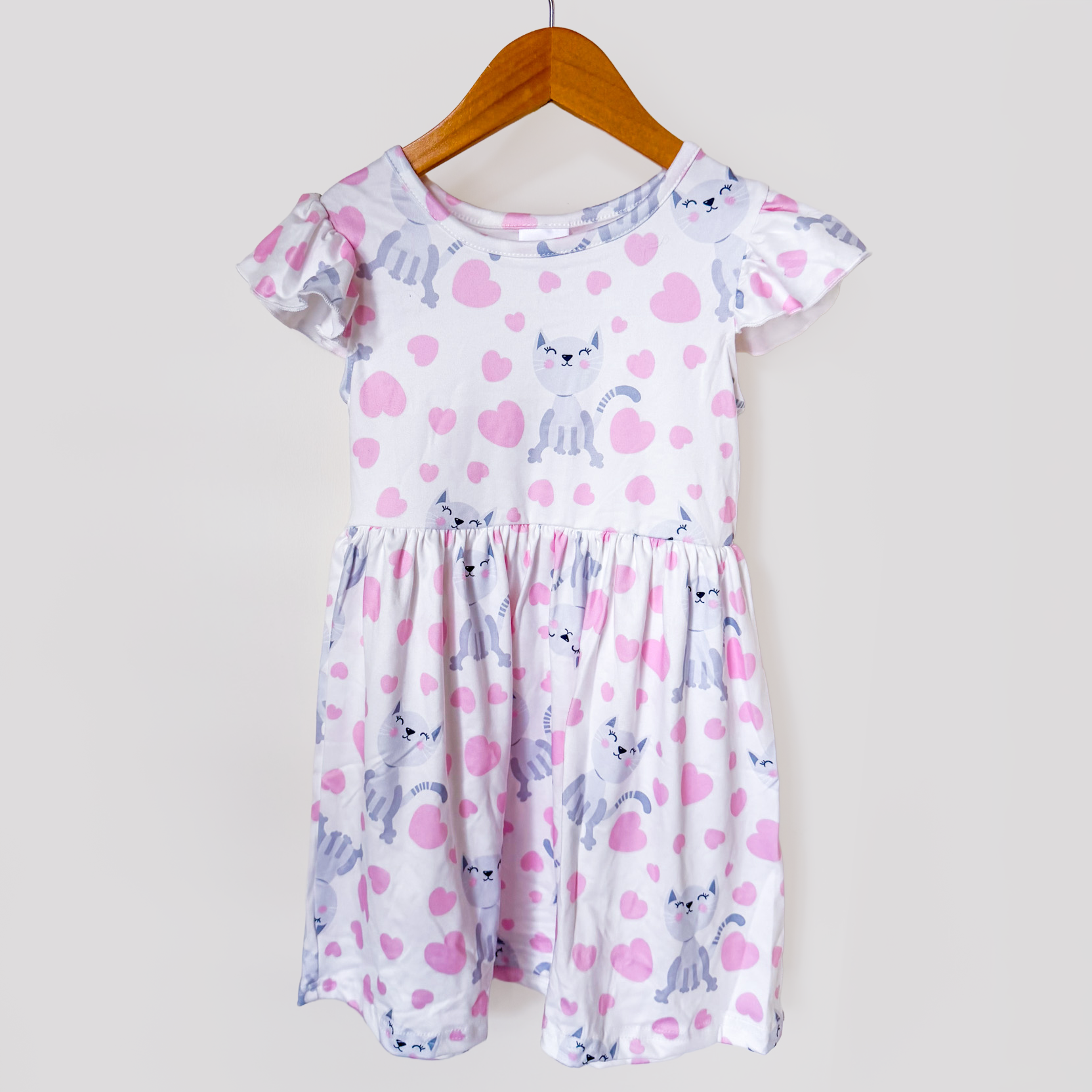 Girls Kitty Hearts Play Dress | Buttery Soft Cat Twirl Dress for Toddlers and Girls - Savannah Creations