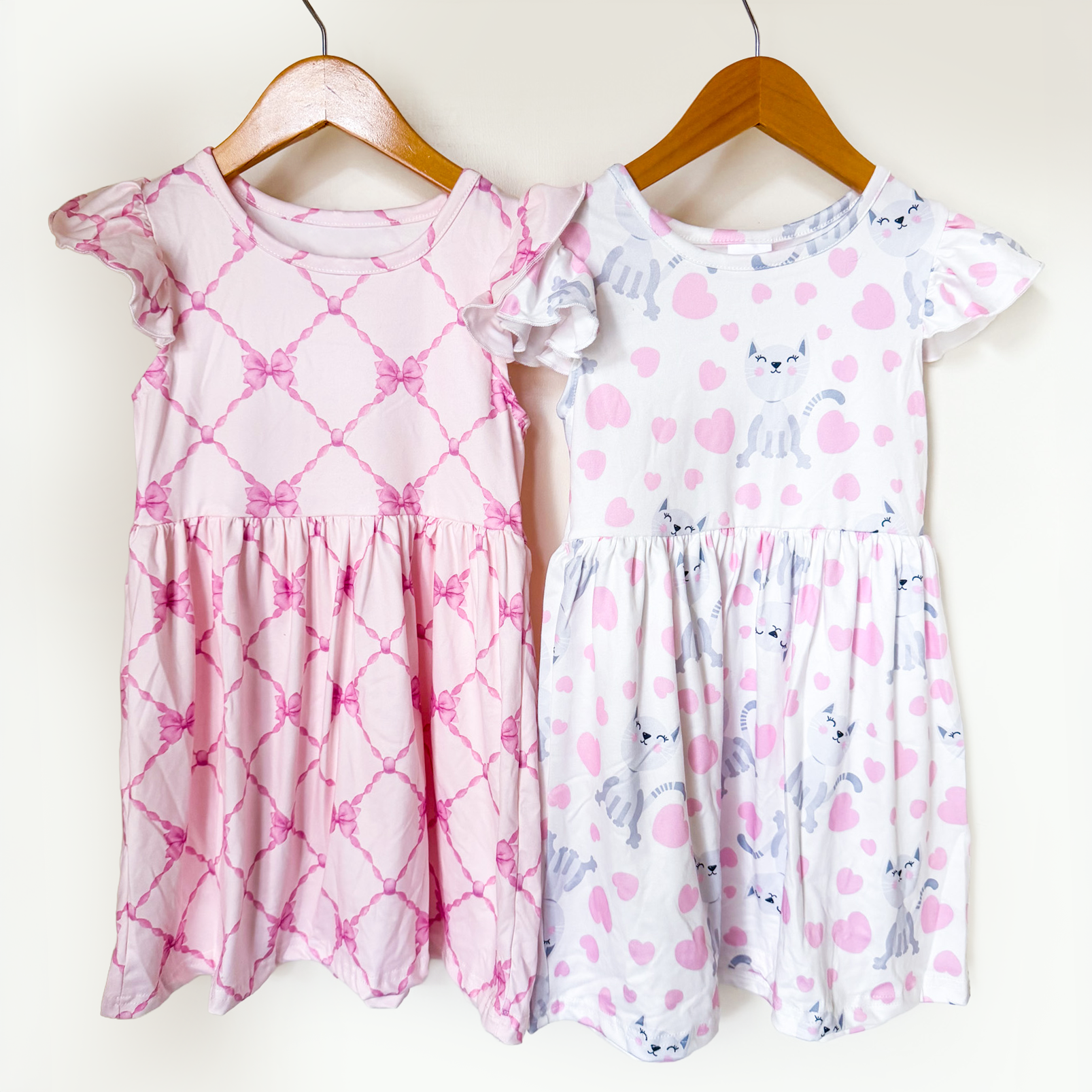 Girls Kitty Hearts Play Dress | Buttery Soft Cat Twirl Dress for Toddlers and Girls - Savannah Creations