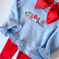 Girls' Personalized Christmas Name Ruffle Sweatshirt — Baby Blue - Savannah Creations