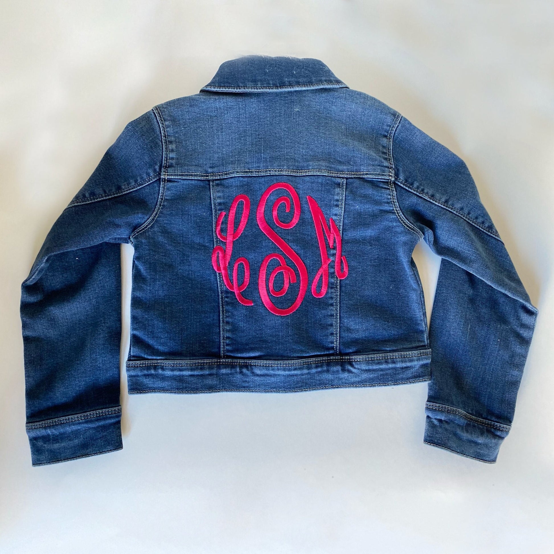 Girls Embroidered Monogram Denim Jacket: Custom Kids Clothing