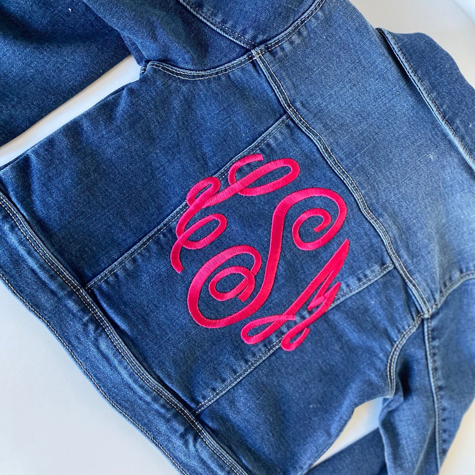 Girls Embroidered Monogram Denim Jacket: Custom Kids Clothing