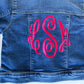 Girls Embroidered Monogram Denim Jacket: Custom Kids Clothing