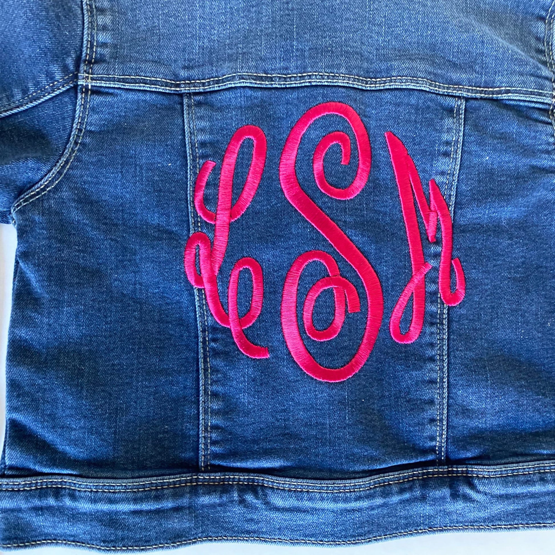 Girls Embroidered Monogram Denim Jacket: Custom Kids Clothing
