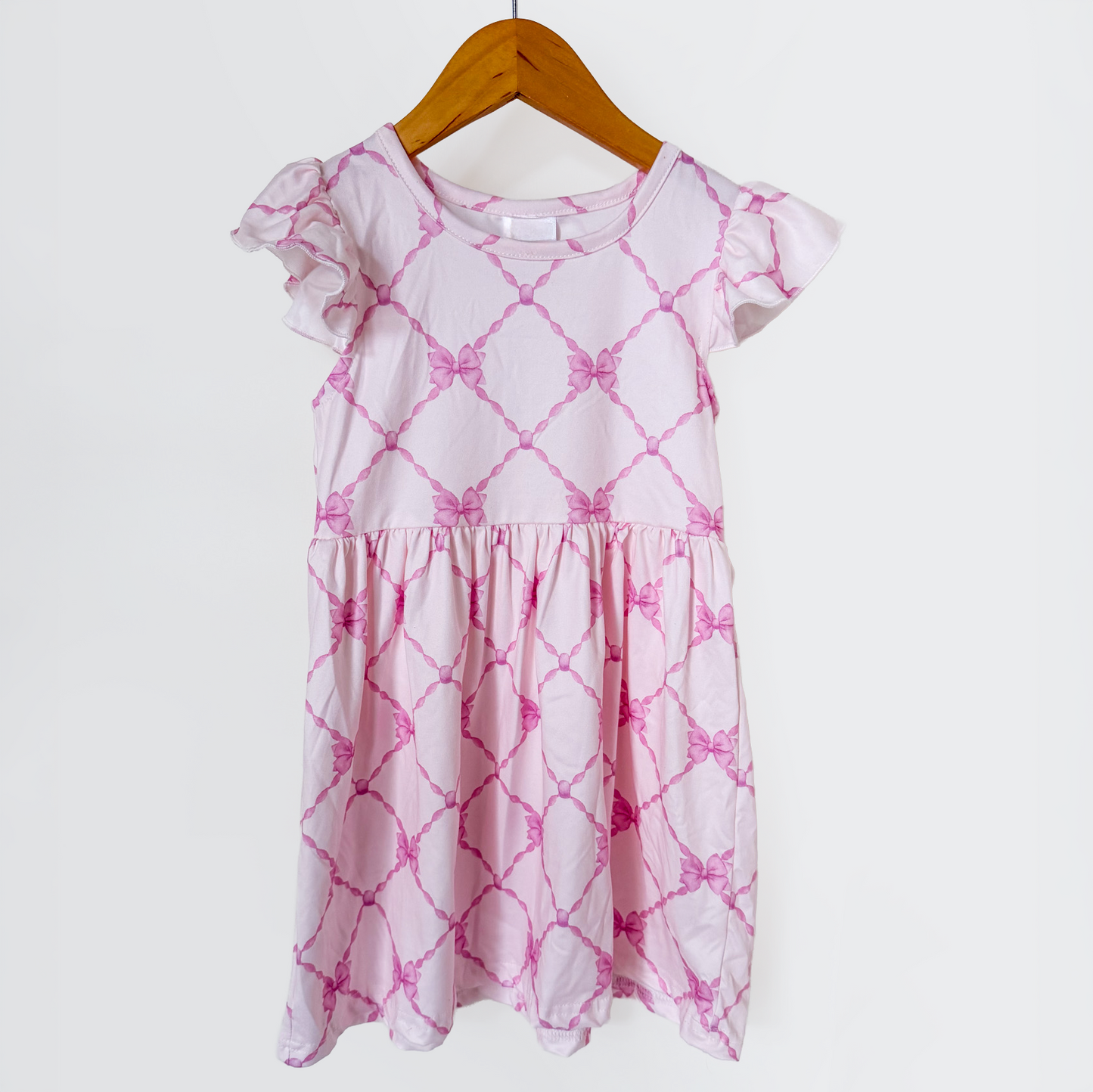 Girls Pink Bow Play Dress | Buttery Soft Twirl Dress for Toddlers and Girls - Savannah Creations