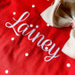 Girl's Monogrammed Christmas Reindeer Dress, Cotton Dress with Name, Family Christmas Photo Outfit, Christmas Holiday Party Dress - Savannah Creations